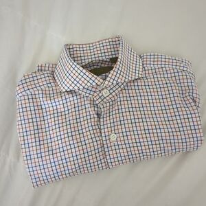 Phineas Cole Paul Stuart Long Sleeve Button Shirt Check Multi‎ Cufflinks Sz 14.5